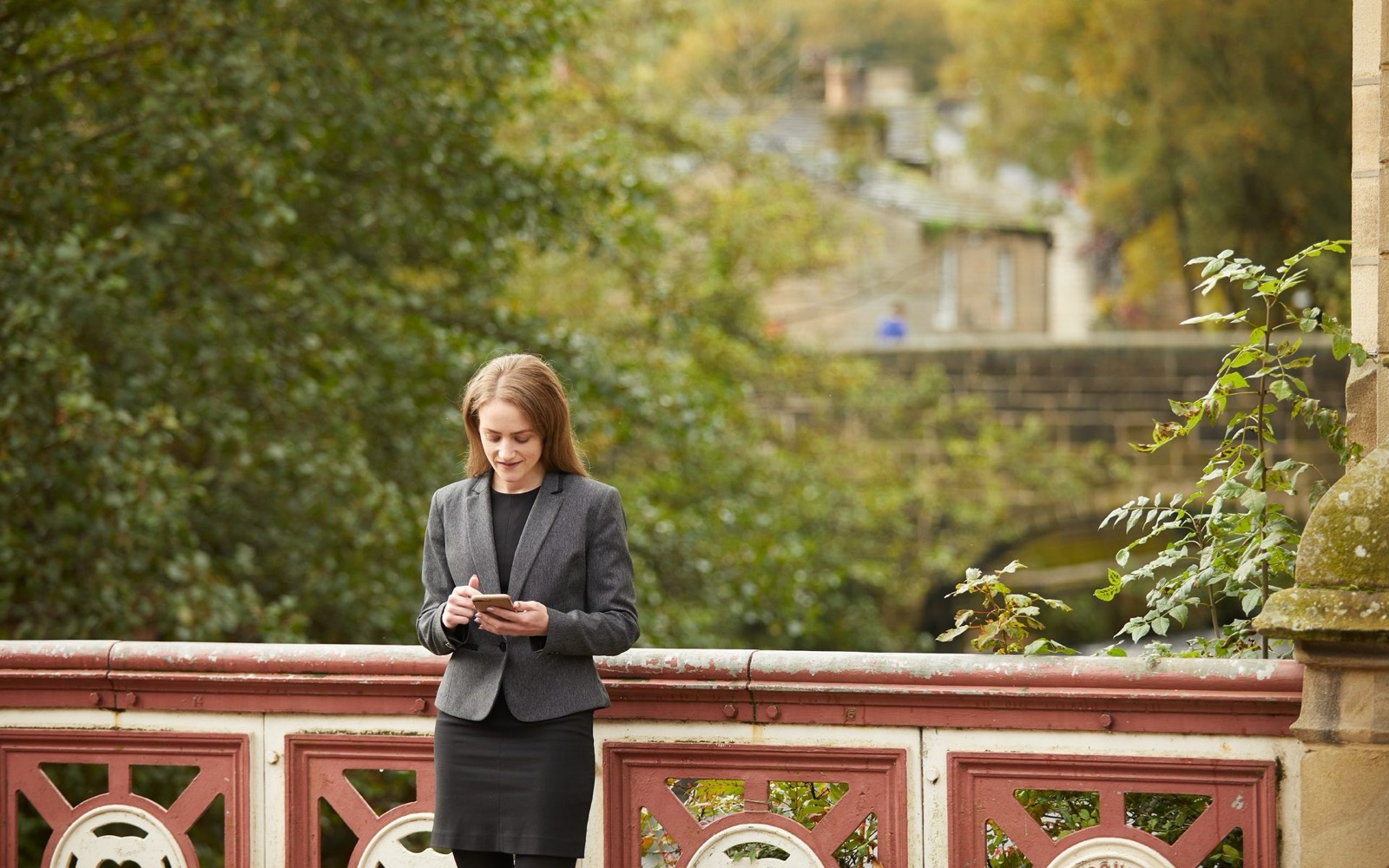 Samantha Mitcham on a bridge in Hebden Bridge